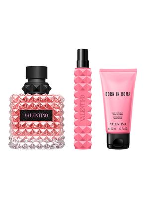Set Perfume Born in Roma Donna EDP Mujer 100ml + 10ml + Body Lotion 50ml