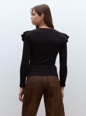 Imagen 2 del producto Polera Acanalada con Volantes en Hombros