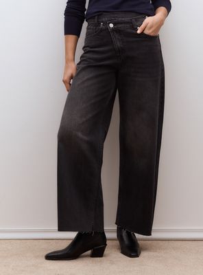 Alaniz Jeans Wide Leg Cintura Cruzada Tiro Alto