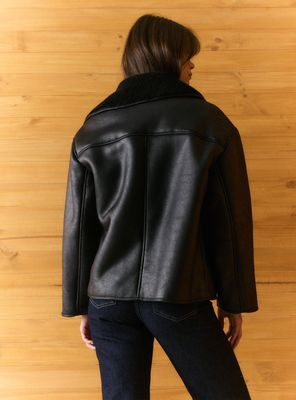 Imagen 2 del producto Chaqueta Bonded Efecto Cuero con Cuello de Borrego