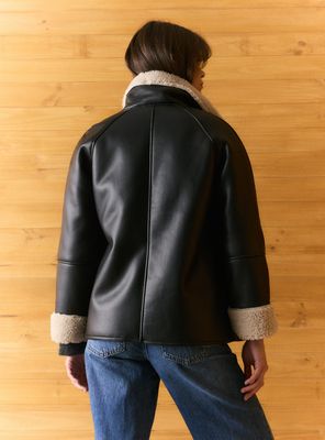 Imagen 2 del producto Chaqueta Bonded Cuello Alto Efecto Cuero Interior Borrego