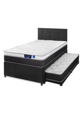 Diván Cama Negro Nexus 1.5 Plazas Box + Respaldo Royal Negro