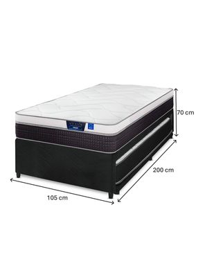 Imagen 2 del producto Diván Cama Negro Nexus 1.5 Plazas Box + Respaldo Royal Negro