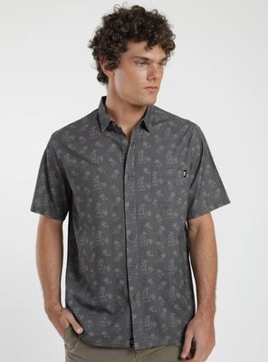 Camisa Floral Grafito Algodón Orgánico
