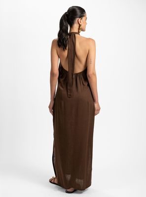 Imagen 2 del producto Vestido Lino Largo Halter Tira Ajustable