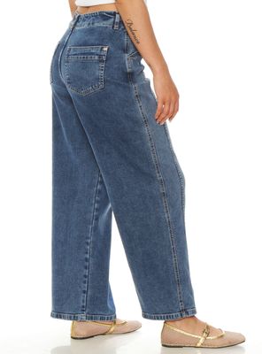 Imagen 2 del producto Jeans Crop Tiro Alto Pretina Interna 1 Botón Lazo Denim