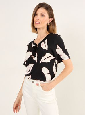 Blusa Estampada con Amarras
