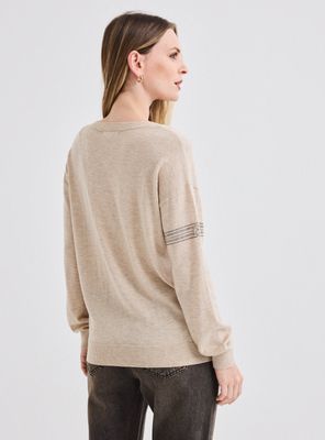 Imagen 2 del producto Sweater Cuello V con Aplicación de Cristales en Manga