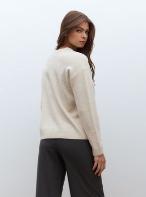 Imagen 2 del producto Sweater Holgado con Escote Redondo y Diseño de Rombos