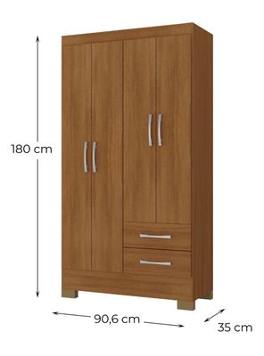 Imagen 2 del producto Clóset de 4 Puertas + 2 Cajones Color Canela Ro42Ci