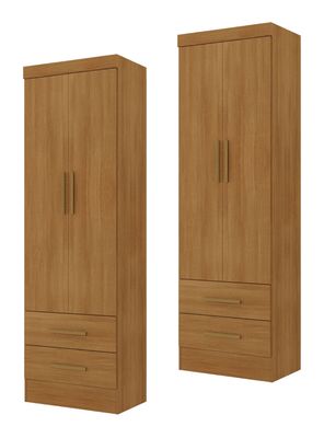 Combo de 2 Clósets Canela  2 Puertas + 2 Cajones con Múltiples Maneras de Armado