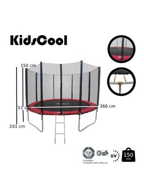 Imagen 2 del producto Cama Elástica Roja 12 Pies con Escalera