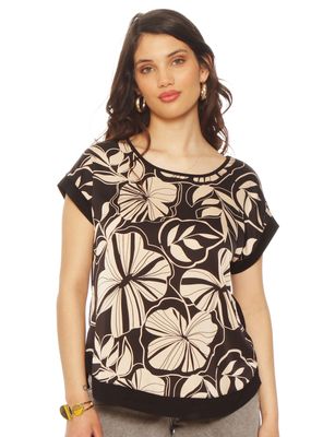 Blusa Estampado Floral con Escote Redondo