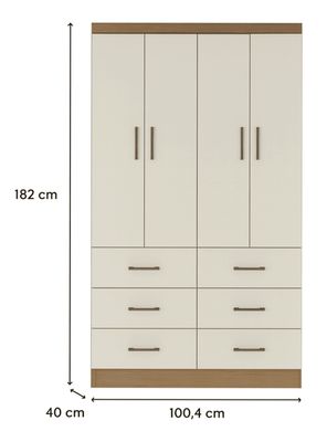 Imagen 2 del producto Clóset 4 Puertas 6 Cajones Café/Beige 182x40x100 cm