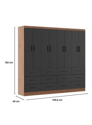 Imagen 2 del producto Clóset 8 Puertas 12 Cajones Café Negro 182x199.6x40 cm