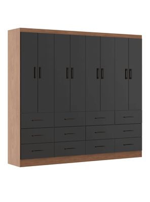 Clóset 8 Puertas 12 Cajones Café Negro 182x199.6x40 cm