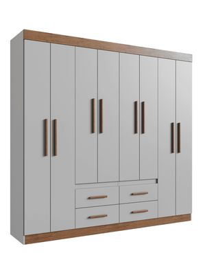 Clóset 8 Puertas 4 Cajones Gris/Café 206x45x200 cm