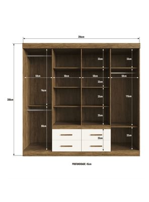 Imagen 2 del producto Clóset 8 Puertas 4 Cajones Gris/Café 206x45x200 cm