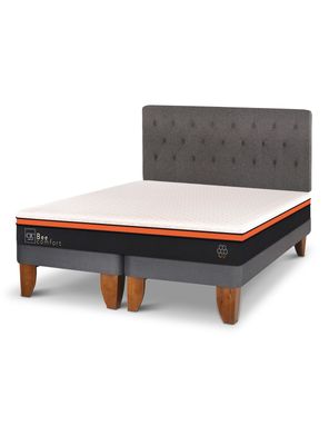 Imagen 1 del producto Cama Europea King Bee Comfort Base Dividida + Respaldo Gris