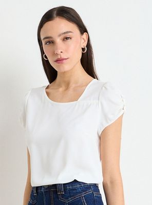 Imagen 2 del producto Blusa Lisa con Manga Botón Color Básico