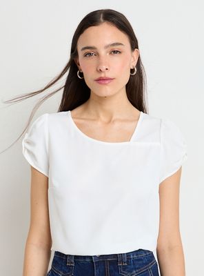 Blusa Lisa con Manga Botón Color Básico