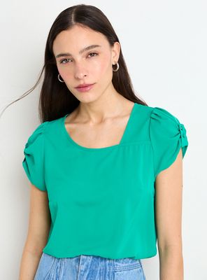 Blusa Lisa Manga Botón Color