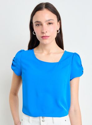 Blusa Lisa con Manga Botón