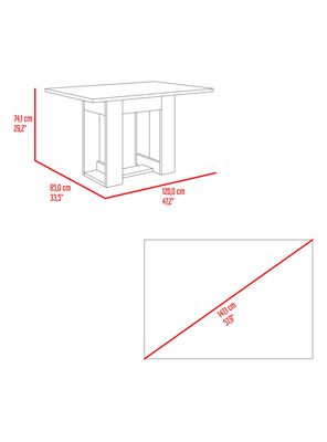 Imagen 2 del producto Mesa de Comedor Volterra Para 4 Puestos Roble Gris 74x120x85 cm