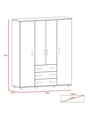 Imagen 2 del producto Clóset Fontan Duna Blanco 4 Puertas + 3 Cajones