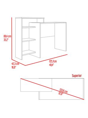 Imagen 2 del producto Escritorio Biblioteca Stella 89.4x125.7x42.3 cm Duna y Blanco