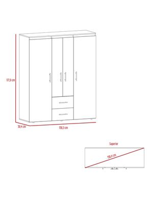 Imagen 2 del producto Clóset Bariloche Eco Bellota Blanco 4 Puertas + 2 Cajones