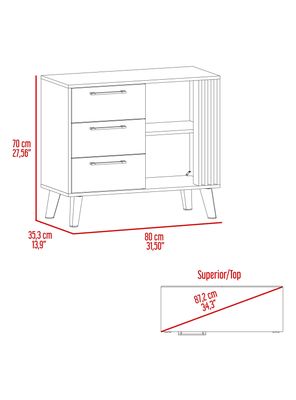 Imagen 2 del producto Cómoda Vance Eco Fresno Europeo Capri 3 Cajones