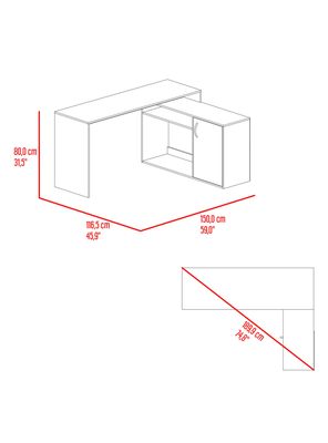 Imagen 2 del producto Escritorio Gamer 1 Puerta Axis 80x150x116.5 cm Wengue y Blanco