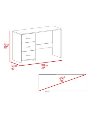 Imagen 2 del producto Escritorio 3 Cajones Eco 76.1x120.8x42.5 cm Blanco