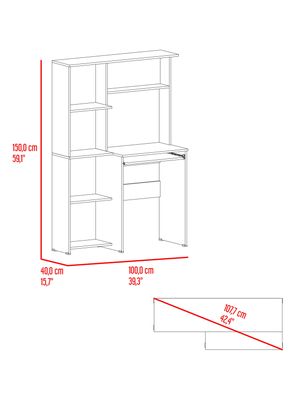 Imagen 2 del producto Escritorio con Biblioteca Alden Eco 150x100x40 cm Fresno Europeo