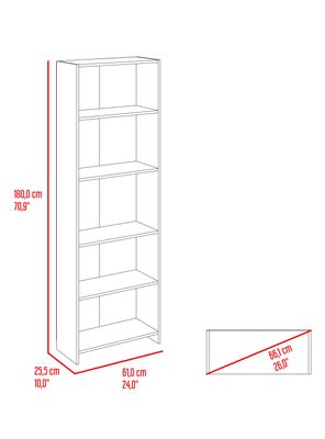 Imagen 2 del producto Biblioteca 5 Repisas Lisa Eco Fresno y Wengue 180x61x25.5 cm