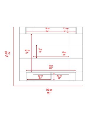 Imagen 2 del producto Panel Tv 65'' Charlotte Plomo y Macadamia 120x140x31.5 cm