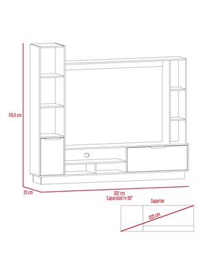 Imagen 2 del producto Estante Tv 60'' Marsella Niebla y Plomo 176.8X202X35