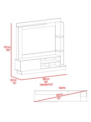 Imagen 2 del producto Estante Tv 70'' Doha Taupe y Miel 175x180x38.5 cm
