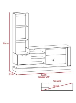 Imagen 2 del producto Estante Tv 55'' Blake 1 Puerta Duna y Blanco 181.4X177.7X43.1