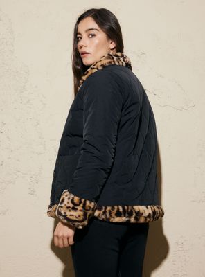 Imagen 2 del producto Parka Reversible con Piel Falsa y Cuello de Cuero