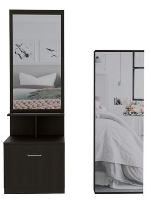 Set Muebles Dormitorio Dreams 10: Zapatero Leto con Espejo + Velador Multifuncional