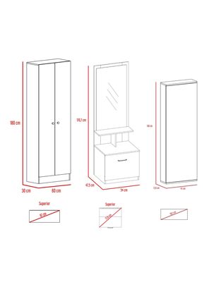 Imagen 2 del producto Set Clóset 2 Puertas + Velador Zapatero Multifuncional Dreams Wengue