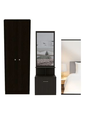 Set Clóset 2 Puertas + Velador Zapatero Multifuncional Dreams Wengue