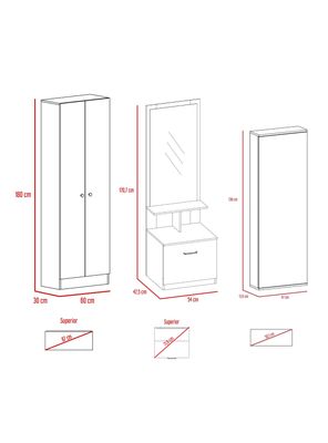 Imagen 2 del producto Set Clóset 2 Puertas + Velador + Zapatero Multifuncional Dreams Rovere Y Blanco