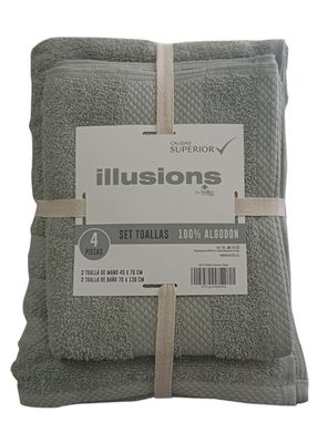 Set de 4 Toallas Sage Algodón