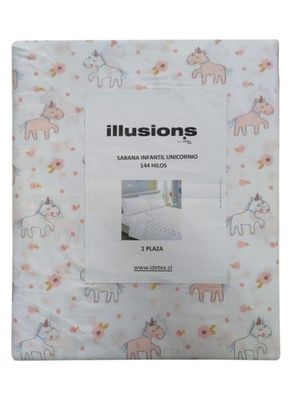 Sábana 1 Plaza 144 Hilos Unicornio