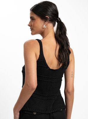 Imagen 2 del producto Polera Tejido Trama Negro