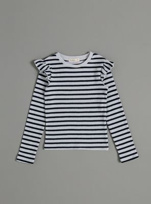 Imagen 2 del producto Polera Tela Acanalada Rayas con Vuelos en Hombros