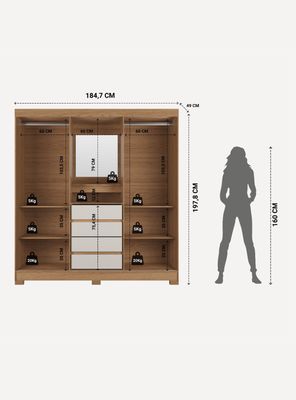 Imagen 2 del producto Clóset Toscana 2 Puertas + 4 Cajones Off White